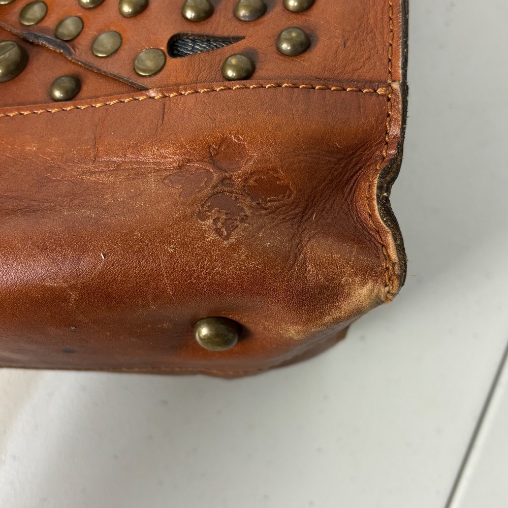 Patricia Nash Toscano Studded Perforated Leather Tote Bag Brown Boho Western - Picture 11 of 13